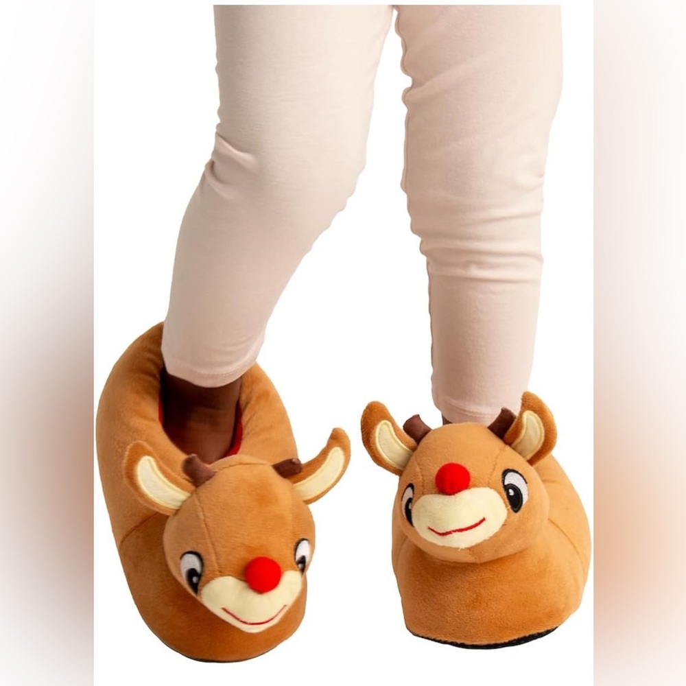Rudolph the red nosed reindeer Brown Plush Slippers Size 2